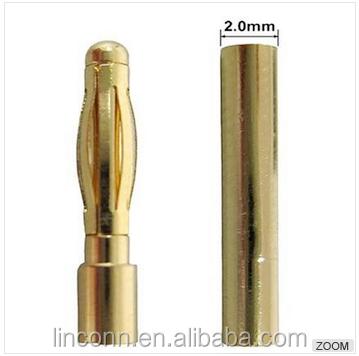 China Gold Plated PCB Bullet Plugs 2.0mm Banana Plug Male Female 4.0mm Connector for sale