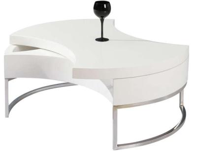 China Dining Table New Design Living Room MDF With Metal Chromed Modern Round Legs Coffee Table for sale