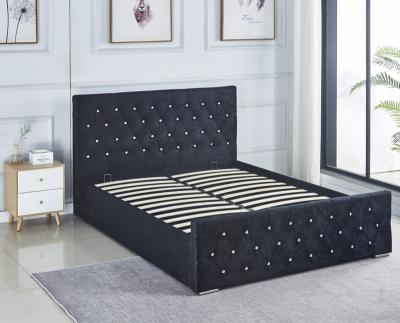 China Storage Bedroom Furniture Simple Designs Double Size Leather Button Bed for sale