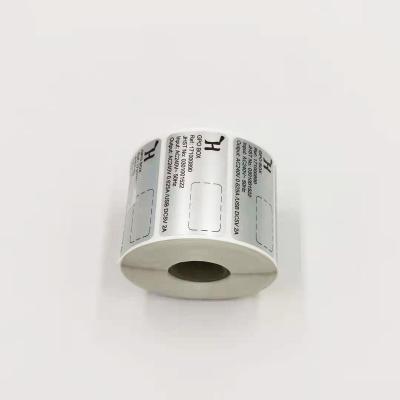 China OEM Waterproof Vinyl Silver Color Customized Private Label Battery Packaging Waterproof PET Roll Label Stickers for sale