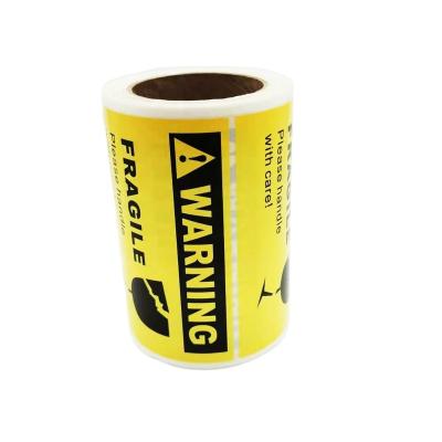 China Factory price 25x76 waterproof fragile stickers fragile caution label handle with care thermal label fragile label roll for sale