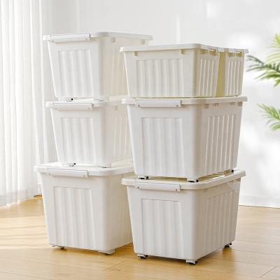 China Sustainable Storage Box Plastic Storage Boxes And Heavy Duty Plastic Bins Storage Box With Wheels Multiple Color And Size for sale