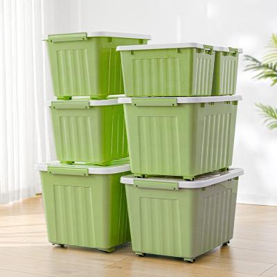 China Sustainable Plastic Storage Box With Wheels Plastic Toolbox With Lid Toy Organizer Household for sale