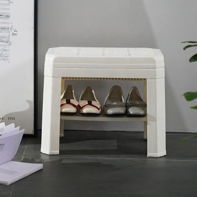 China Modern Storage Sustainable Plastic Bench White Plastic Shoe Storage Cloakroom With Removable Lid for sale