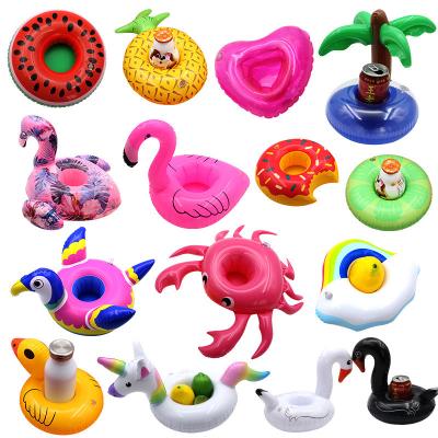 China Custom PVC Unicorn Flamingo Inflatable Floating Drink Mini Cup Holder For Swimming Pool Beach Water Fun Party Toys for sale