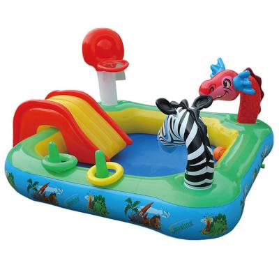 China Outdoor Activities Swimming Pool Alligator Play Center Inflatable Kiddie Pool Spray Wading Water Slide for sale