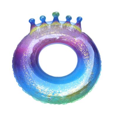 China Outdoor Activities Wholesale and Custom New Design Crown with Shine Sequin Ring Adult Inflatable Swimming Float for sale