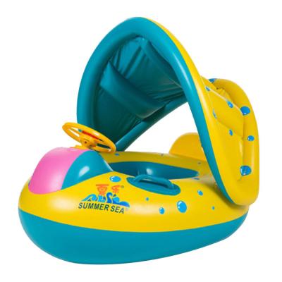 China Outdoor Activities Baby Children's Circle Swimming Inflatable Boat With Speaker Sun Block Water Toy for sale