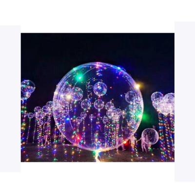 China Decorative Toy Inflatable Round Light Bobo Transparent Flashing Led Light Up Balloon With Bettery Sheet for sale