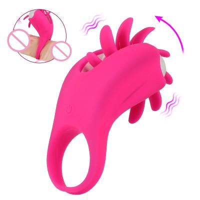 China Rotating Cock Rings Oral Vagina Clitoris Stimulator G-spot Massager Bitch Licking Adult Products 10 Ships Penis Ring Cock Ring Vibrators for sale