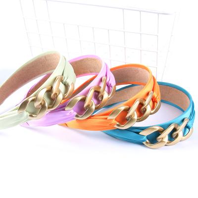 China Personality European and American simple metal hair accessories hair style headband alloy soft chain circle for sale