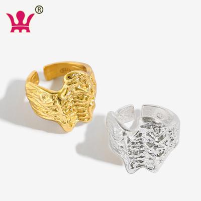 China Ring Plated 18K Yellow Gold Adjustable Real Sterling Silver Irregular Folds FASHIONABLE 925 Rings for sale