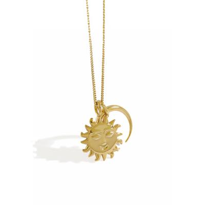 China Romantic Fashion 18k Gold Plated 925 Silver Jewelry Sun Pendant and Moon Sterling Silver Necklace Pendant for sale