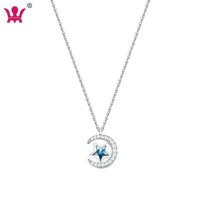 China Clavicle Chain Necklaces 925 Sterling Silver Moon Star Crystal Necklace For Women Girls Student Gift for sale