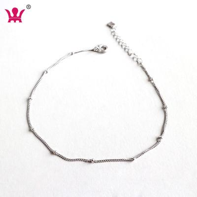 China TRENDY 925 Sterling Silver Ankle Bracelet For Women Boho Beach Anklet Chain Beaded Foot Jewelry for sale