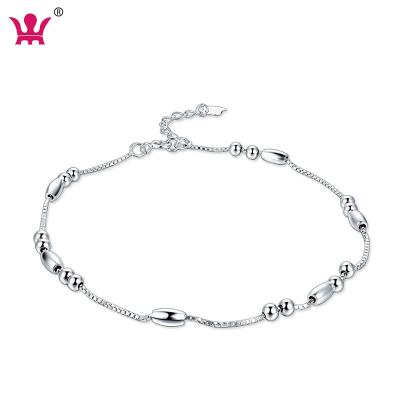 China FASHIONABLE Olive And Round Beads String 925 Sterling Silver Anklets Jewelry for sale