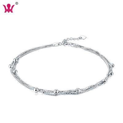 China FASHIONABLE pearls string three layers of 925 sterling silver jewelry anklets anklets for women for sale