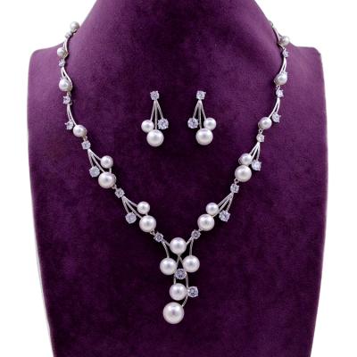 China BOHEMIA Pearl and Inlay CZ Stone Wedding Accessories Bridal Jewelry Sets Nes0004 for sale