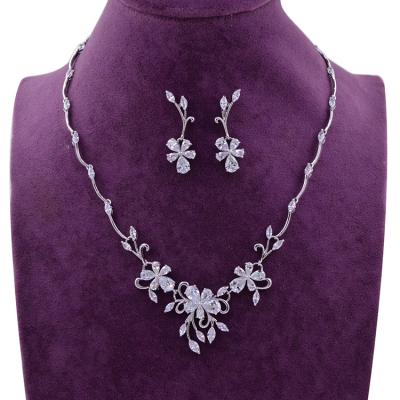 China Nes0005 CLASSIC Inlay Zircon Wedding Accessories Bridal Jewelry Sets Necklace Earring for sale