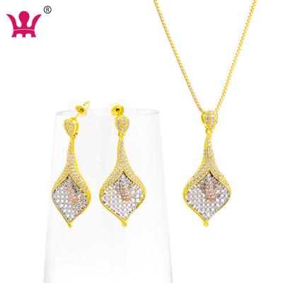 China Fashion Romantic Jewelry Sets AAA Zircon CZ Cubic Zircon Necklaces Stud Earrings Gift Sets Wedding for sale