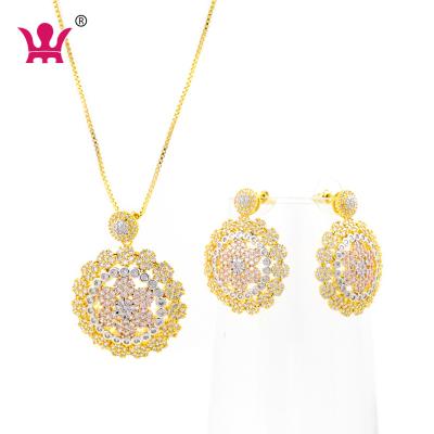 China Wmjys0054 FASHION jewelry sets brass necklaces and CZ round stone circles earrings set for bridal for sale