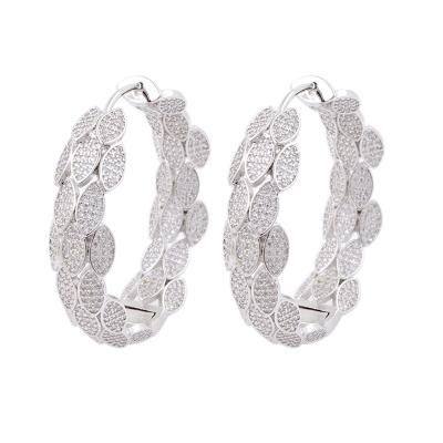 China Hot Sale ER0010-11-38 New Fashion CLASSIC Mosaic Stone CZ Circle Stone Earrings for sale