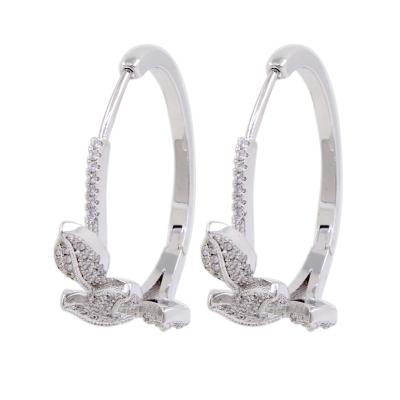 China ER0033-34 CLASSIC Leaves Inlay New Style Fashion Circle Cubic Zircon Stone Earrings for sale