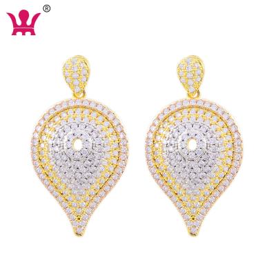 China New Er0098 CLASSIC Gold Plated Brass Cubic Zircon Stone Stud Earrings Good Quality for sale