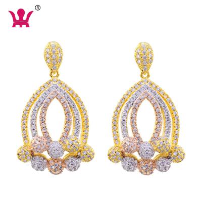 China 2020 Hot Sale Er0143 2020 Wholesale CZ Stone Brass Casual / Sporty Earrings Gold Dangle Earrings for sale