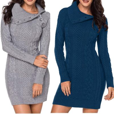 China Hot Sale QUICK DRY Ribbed Autumn Winter Sweater Dress Lapleneck Bodycon Above Waist Wrap Sweater Dresses for sale