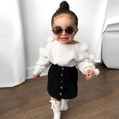 China Top Custom Made Optimal Girl Sweater Set Two Piece Solid Color Factory Price Anti-wrinkle OEM Girls Sweater Sets for sale