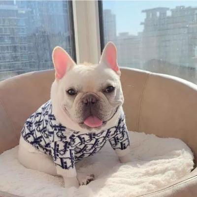 China OEM Top Factory Price Sweater Viable Warm Blue White Floral Pets Clothes Dog Costumer Dog Sweater for sale