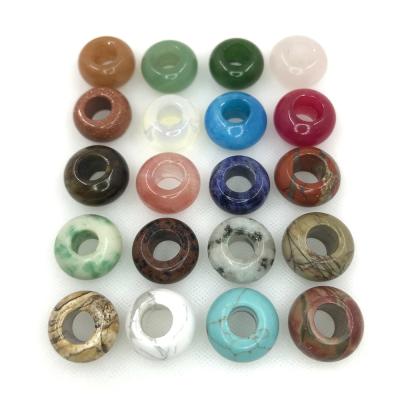 China For Jewellry DIY 2022 Wholesale 8x14mm High Quality Natural Stone Spacer Rondelle Bead Big 6mm Hole Gemstone Beads for sale