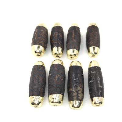 China High Quality Gift or Decorations Dzi Beads with Gold Connectors for Bracelet Jewelry Making for sale