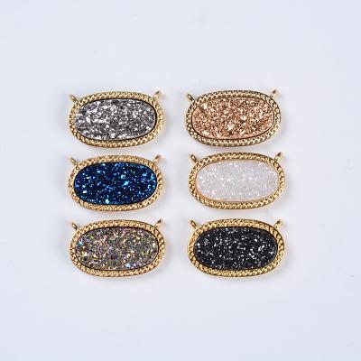 China Trendy natural agate druzy connector,silver/gold druzy charm pendant jewelry for sale