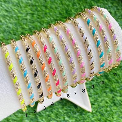 China Wholesale Trendy Trendy Pastel Color Design Jewelry Bangle Cuff Fit For Summer Brass Bangle For Women for sale