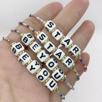 China FASHION Customizable Colorful Letter Miyuki Beads Bracelets, 2021 Fashion Women's Letter Woven Bracelets for sale