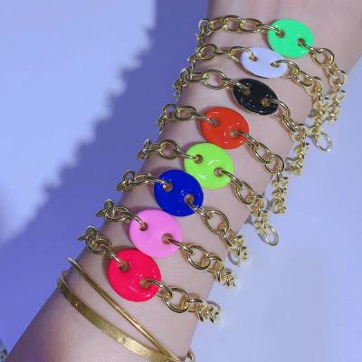 China FASHIONABLE Colorful Hog Nose Chain Fashion Punk Hip Hop Hops Bangle Coffee Bean Shaped CZ Multicolor Bracelet for sale