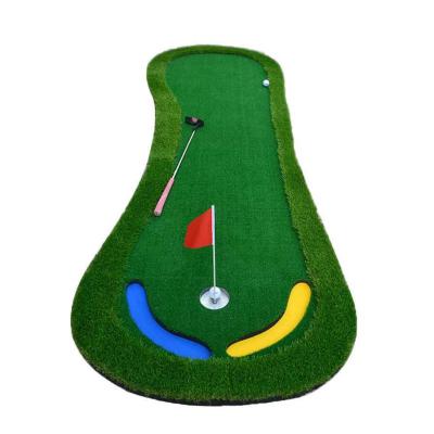 China Golf Putting Practice 100*300CM Mini Golf Double Color Golf Indoor Portable Putting Green With Long Grass Surrounded for sale