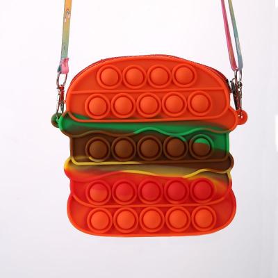 China 2021 Hot Sale Fashion Cute Chain Silicone Pop It Burger Purse And Handbags For Women for sale