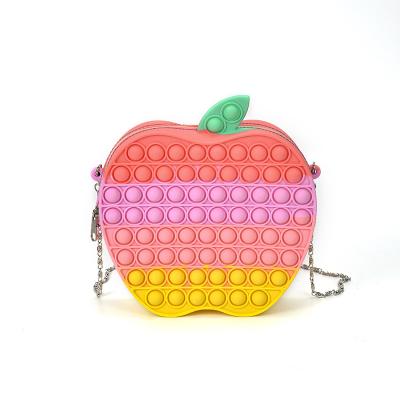 China 2021 Latest Fashion Design Kids Mini Wiggle Chain Silicone Cute Pop It Toy Purse For Little Girl for sale