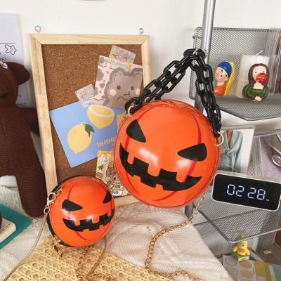 China Fashion Women's Acrylic Chain Handbag Women's Creative Shoulder Pumpkin Ball Cross - Body Halloween Handbags for sale