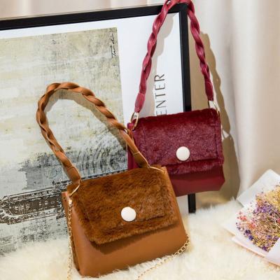 China High Quality Designer Leather Handbags Ladies Custom Soft Plush Shoulder Clips Casual Women Tote Hand Bags for sale