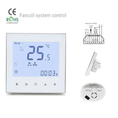 China Modbus RTU Digital Touch Screen FCU Thermostat with Remote Sensor HTW-WF01-FC-2NE for sale