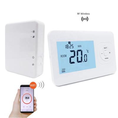 China Hotel 433Mhz/868Mhz RF WiFi Wireless Thermostat With Receiver For Boiler Heating for sale