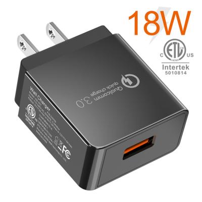 China 18W High Speed ​​Travel Charger Qualcomm Charge 3.0 Fast Mobile Phone Charger for sale