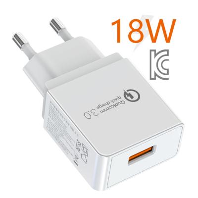 China GOOD-SHE 18W USB QC3.0 Plug Adapter Korea Plug Adapter Wall Mobile Phone High Speed ​​Fast Charging Charger kc KCC Certificate for sale