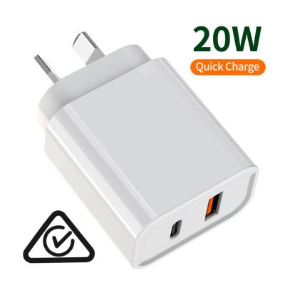 China GOOD-SHE Australia SAA 20W QC PD USB Charger QC 3.0 Quick High Speed ​​PD 3.0 USB Type C PD 20w Charger for sale