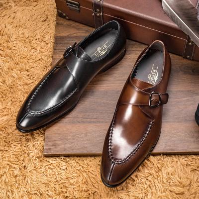 China 2021 Hot Selling Genuine Leather Men's Breathable Fashion Monk Shoes RTS Breathable Stylish Shoes for sale