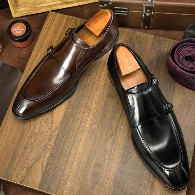 China 2021 Summer Luxury Men's Stylish Shoes Men's Monk Breathable Genuine Leather Shoes for sale